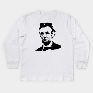 Abraham Lincoln Portrait Pop Art Black White Kids Long Sleeve T-Shirt